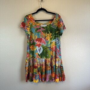 NWOT Jams World Floral Hattie Dress - Tiered - Ruffles - Boho Hawaiian - Size M